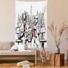 Ambesonne Music Tapestry, Jazz Men Band Playing Beats in New York at Night Retro Style Illustration Print, Wall Hanging for Bedroom Living Room Dorm Decor, 60" X 80", Red Black Ecru view 2