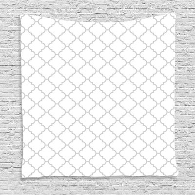 Ambesonne Grey Tapestry, Simple Monochrome Patterns Geometric Linked Forms on Plain Background Modern, Wall Hanging for Bedroom Living Room Dorm Decor, 60" X 80", White Gray