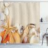 Ambesonne Seashells Shower Curtain, Group of Seashells Starfish on The Sand Romantic Travel Destination Nature, Cloth Fabric Bathroom Decor Set with Hooks, 69" W x 70" L, Beige Ivory Cream view 1