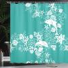 Ambesonne Sea Animals Shower Curtain, Dolphins Flowers Sea Floral Pattern Starfish Coral Seashell Composition, Cloth Fabric Bathroom Decor Set with Hooks, 69" W x 70" L, Sea Green White view 3