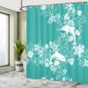Ambesonne Sea Animals Shower Curtain, Dolphins Flowers Sea Floral Pattern Starfish Coral Seashell Composition, Cloth Fabric Bathroom Decor Set with Hooks, 69" W x 70" L, Sea Green White view 4