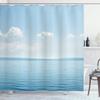 Ambesonne Ocean Shower Curtain, Aquatic Seascape Sky Landscape Tropical Lands Relaxation Spot in The Coast, Cloth Fabric Bathroom Decor Set with Hooks, 69" W x 70" L, Blue White view 1