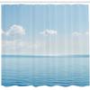 Ambesonne Ocean Shower Curtain, Aquatic Seascape Sky Landscape Tropical Lands Relaxation Spot in The Coast, Cloth Fabric Bathroom Decor Set with Hooks, 69" W x 70" L, Blue White view 2