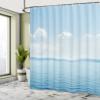 Ambesonne Ocean Shower Curtain, Aquatic Seascape Sky Landscape Tropical Lands Relaxation Spot in The Coast, Cloth Fabric Bathroom Decor Set with Hooks, 69" W x 70" L, Blue White view 4