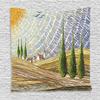 Ambesonne Italian Tapestry, Van Gogh Style Italy Valley Rural Fields European Scenery Painting Print, Wall Hanging for Bedroom Living Room Dorm Decor, 60" X 80", Tan Blue Green view 1