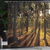 Ambesonne Forest Shower Curtain, Sunbeams Rays Through The Trees in Summertime Forest Countryside View Art Print, Cloth Fabric Bathroom Decor Set with Hooks, 69" W x 75" L, Orange Brown view 3