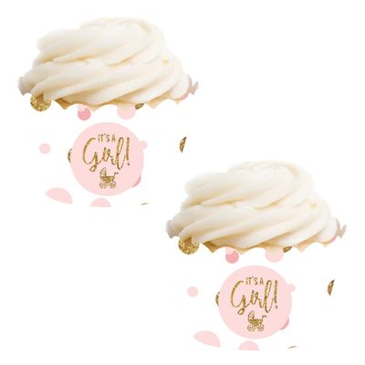 Andaz Press Blush Pink Gold Glitter Girl Baby Shower Party Collection, Cupcake Wrappers, 20-Pack