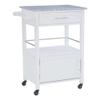 Pemberly Row Transitional Wood/Granite Top Kitchen Cart in Bright White view 1
