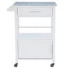 Pemberly Row Transitional Wood/Granite Top Kitchen Cart in Bright White view 3