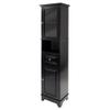 Pemberly Row Adjustable Shelf Modern Solid Wood Tall Linen Cabinet in Black view 1