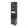 Pemberly Row Adjustable Shelf Modern Solid Wood Tall Linen Cabinet in Black view 4