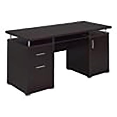 BOWERY HILL Contemporary 2 Drawer Home Office Computer Desk in Cappuccino