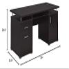 BOWERY HILL Contemporary 2 Drawer Home Office Computer Desk in Cappuccino view 3