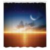 Ambesonne Ocean Shower Curtain, Sunset Sky with Moon and Stars Horizon Scenery Fantasy View Art Print, Cloth Fabric Bathroom Decor Set with Hooks, 69" W x 70" L, Navy Yellow Orange view 2