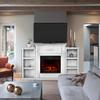Barton 70" Media TV Stand for Portable Fireplace Bookcases Large Mantel Freestanding with 6 Book Shelfs (White-Stand only) Ivory White view 2