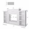 Barton 70" Media TV Stand for Portable Fireplace Bookcases Large Mantel Freestanding with 6 Book Shelfs (White-Stand only) Ivory White view 3
