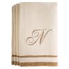 Monogrammed Gifts, Fingertip Towels, 11 x 18 Inches - Set of 4- Decorative Golden Brown Embroidered Towel - Extra Absorbent 100% Cotton- Personalized Gift- For Bathroom/ Kitchen- Initial N (Ivory) view 1