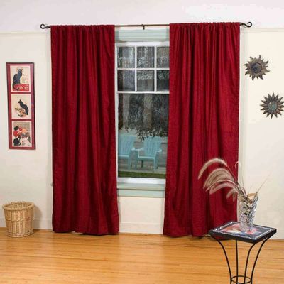 Indian Selections Lined-Burgundy Rod Pocket Velvet Curtain/Drape/Panel - 60W x 84L - Piece