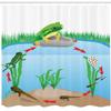 Ambesonne Animal Shower Curtain, Life Cycle of Tropic Tree Frog Presents with Aquatic Elements Evolution in Nature, Cloth Fabric Bathroom Decor Set with Hooks, 69" W x 75" L, Blue Green view 2
