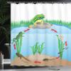 Ambesonne Animal Shower Curtain, Life Cycle of Tropic Tree Frog Presents with Aquatic Elements Evolution in Nature, Cloth Fabric Bathroom Decor Set with Hooks, 69" W x 75" L, Blue Green view 3
