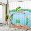 Ambesonne Animal Shower Curtain, Life Cycle of Tropic Tree Frog Presents with Aquatic Elements Evolution in Nature, Cloth Fabric Bathroom Decor Set with Hooks, 69" W x 75" L, Blue Green view 4