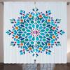 Ambesonne Orient Curtains, Illustration of Old Eastern Antique Oriental Damask Round Motif, Living Room Bedroom Window Drapes 2 Panel Set, 108" X 90", Multicolor Aqua view 1