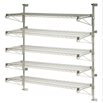 Omega Products Corporation 18" Deep x 36" Wide x 54" High Adjustable 5 Tier Chrome Wall Mount Shelving Kit