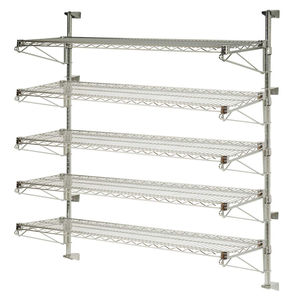 Omega Products Corporation 18" Deep x 36" Wide x 54" High Adjustable 5 Tier Chrome Wall Mount Shelving Kit
