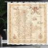 Ambesonne Island Shower Curtain, Old Antique Treasure Map Details Retro Color Adventure Sailing Pirate Print, Cloth Fabric Bathroom Decor Set with Hooks, 69" W x 70" L, Cream view 3