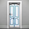DoorPix 30x80 Inch 3D Door Mural Wrap Glossy Bubble Free Sticker 4-Panel White and Blue Art Nouveau Double Door - Peel and Stick - Easy-to-Clean, Durable view 1