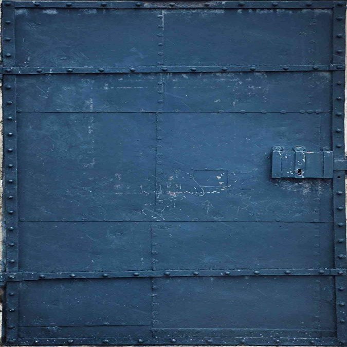DoorPix 36x80 Door Mural Wrap Luster Semi-Gloss Bubble Free Deep Blue Industrial Metal Door - Peel and Stick - Easy-to-Clean, Durable