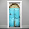 DoorPix 30x80 Inch 3D Door Mural Wrap Glossy Bubble Free Sticker Aqua 4-Panel Double-Door with Decorative Arched Transom - Peel and Stick - Easy-to-Clean, Durable view 1