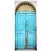 DoorPix 30x80 Inch 3D Door Mural Wrap Glossy Bubble Free Sticker Aqua 4-Panel Double-Door with Decorative Arched Transom - Peel and Stick - Easy-to-Clean, Durable view 2