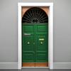 DoorPix 36x80 Inch 3D Door Mural Wrap Glossy Bubble Free Sticker Emerald Green 6-Panel Double Door with Decorative Arched Transom - Peel and Stick - Easy-to-Clean, Durable view 1