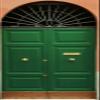 DoorPix 36x80 Inch 3D Door Mural Wrap Glossy Bubble Free Sticker Emerald Green 6-Panel Double Door with Decorative Arched Transom - Peel and Stick - Easy-to-Clean, Durable view 3