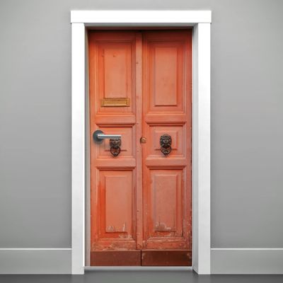 DoorPix 36x80 Inch 3D Door Mural Wrap Glossy Bubble Free Sticker Coral Ornate 6-Panel Double Door - Peel and Stick - Easy-to-Clean, Durable