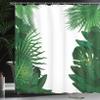Ambesonne Leaf Shower Curtain, Exotic Fantasy Hawaiian Tropical Palm Leaves Floral Graphic Art Print, Cloth Fabric Bathroom Decor Set with Hooks, 69" W x 75" L, Green White view 3