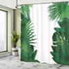 Ambesonne Leaf Shower Curtain, Exotic Fantasy Hawaiian Tropical Palm Leaves Floral Graphic Art Print, Cloth Fabric Bathroom Decor Set with Hooks, 69" W x 75" L, Green White view 4