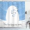 Ambesonne Animal Shower Curtain, Mother Polar Bear Hugging Her in The Snow North Winter Love Keeps Warm Art, Cloth Fabric Bathroom Decor Set with Hooks, 69" W x 84" L, White and Blue view 1