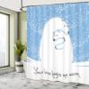 Ambesonne Animal Shower Curtain, Mother Polar Bear Hugging Her in The Snow North Winter Love Keeps Warm Art, Cloth Fabric Bathroom Decor Set with Hooks, 69" W x 84" L, White and Blue view 4