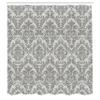 Ambesonne Damask Shower Curtain, Ornamental Baroque Style of Leafs Spring Blossoming Pattern with Flowery Design of Curves Work of Art, Cloth Fabric Bathroom Set with Hooks, 69" W x 75" L, Dimgray view 2