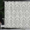 Ambesonne Damask Shower Curtain, Ornamental Baroque Style of Leafs Spring Blossoming Pattern with Flowery Design of Curves Work of Art, Cloth Fabric Bathroom Set with Hooks, 69" W x 75" L, Dimgray view 3