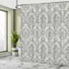 Ambesonne Damask Shower Curtain, Ornamental Baroque Style of Leafs Spring Blossoming Pattern with Flowery Design of Curves Work of Art, Cloth Fabric Bathroom Set with Hooks, 69" W x 75" L, Dimgray view 4