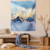 Ambesonne Europe Tapestry, Alpine Landscape with Peaks Covered by Snow Clouds Panoramic View Picture, Wall Hanging for Bedroom Living Room Dorm, 60" X 80", Blue White view 1