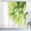 Ambesonne Bamboo Print Shower Curtain, Leaves and Branches Simple Tranquil Image of Asian Jungles on Plain Back, Cloth Fabric Bathroom Decor Set with Hooks, 69" W x 70" L, White and Green view 1