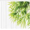 Ambesonne Bamboo Print Shower Curtain, Leaves and Branches Simple Tranquil Image of Asian Jungles on Plain Back, Cloth Fabric Bathroom Decor Set with Hooks, 69" W x 70" L, White and Green view 2