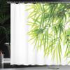 Ambesonne Bamboo Print Shower Curtain, Leaves and Branches Simple Tranquil Image of Asian Jungles on Plain Back, Cloth Fabric Bathroom Decor Set with Hooks, 69" W x 70" L, White and Green view 3