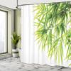 Ambesonne Bamboo Print Shower Curtain, Leaves and Branches Simple Tranquil Image of Asian Jungles on Plain Back, Cloth Fabric Bathroom Decor Set with Hooks, 69" W x 70" L, White and Green view 4
