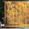 Ambesonne Forest Shower Curtain, Warm Fall Scenery Pale Maple Leaves in The Woodland November Season Woodlands, Cloth Fabric Bathroom Decor Set with Hooks, 69" W x 75" L, Orange Brown view 3