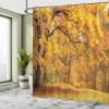 Ambesonne Forest Shower Curtain, Warm Fall Scenery Pale Maple Leaves in The Woodland November Season Woodlands, Cloth Fabric Bathroom Decor Set with Hooks, 69" W x 75" L, Orange Brown view 4